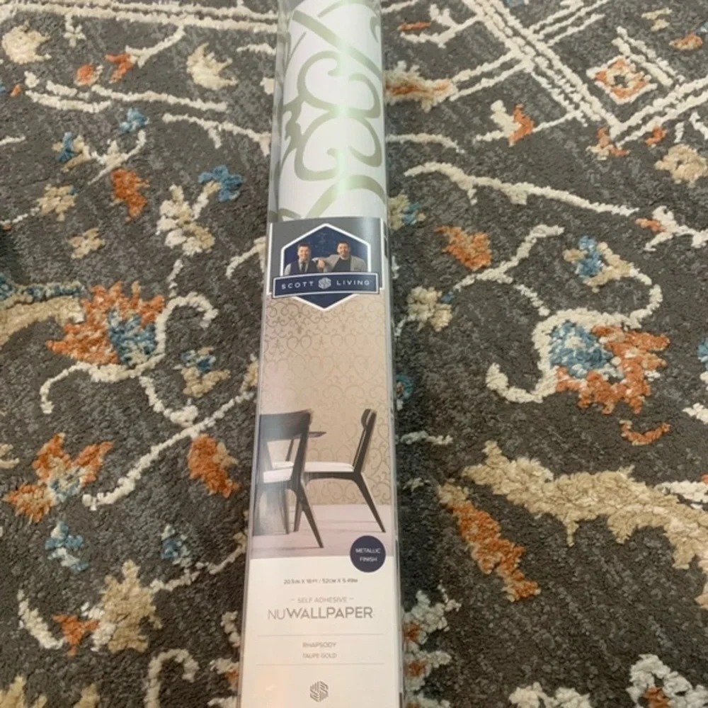 NWT Scott Living Self-Adhesive Wallpaper RHAPSODY Taupe Gold 20.5-in x 18-ft NEW